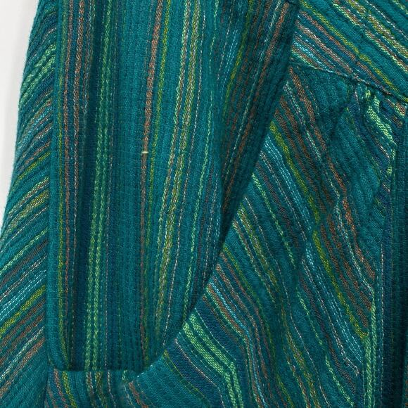 Free People Harem Pants XS Teal Woven Stripe Drop Crotch Boho Festival - Picture 5 of 10